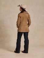 Women's Suede Coat With Toscana Shearling Collar - Schaefer Outfitter