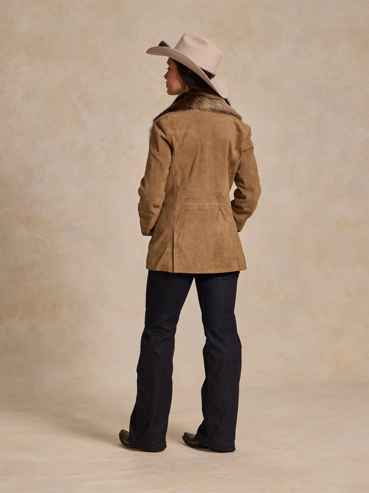 Women's Suede Coat With Toscana Shearling Collar