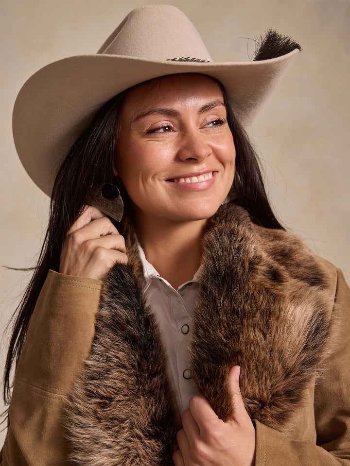 Women's Suede Coat With Toscana Shearling Collar