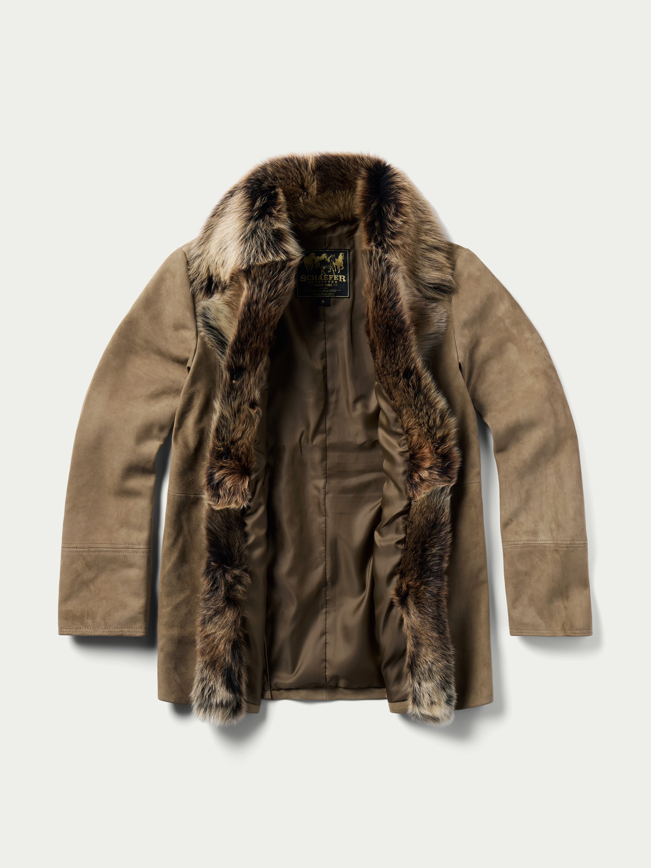Women's Suede Coat With Toscana Shearling Collar | Schaefer Outfitter