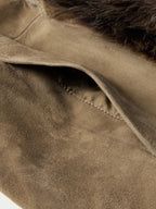 Women's Suede Coat With Toscana Shearling Collar - Schaefer Outfitter
