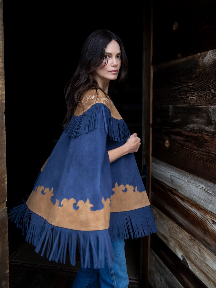 Women's Suede Fringe Cape