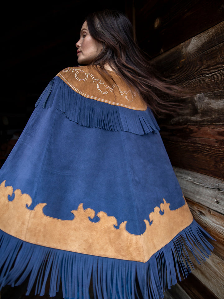 Women's Suede Fringe Cape