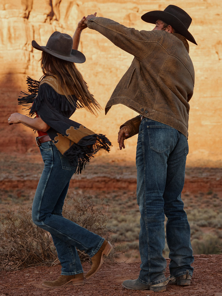Women's Suede Fringe Cape