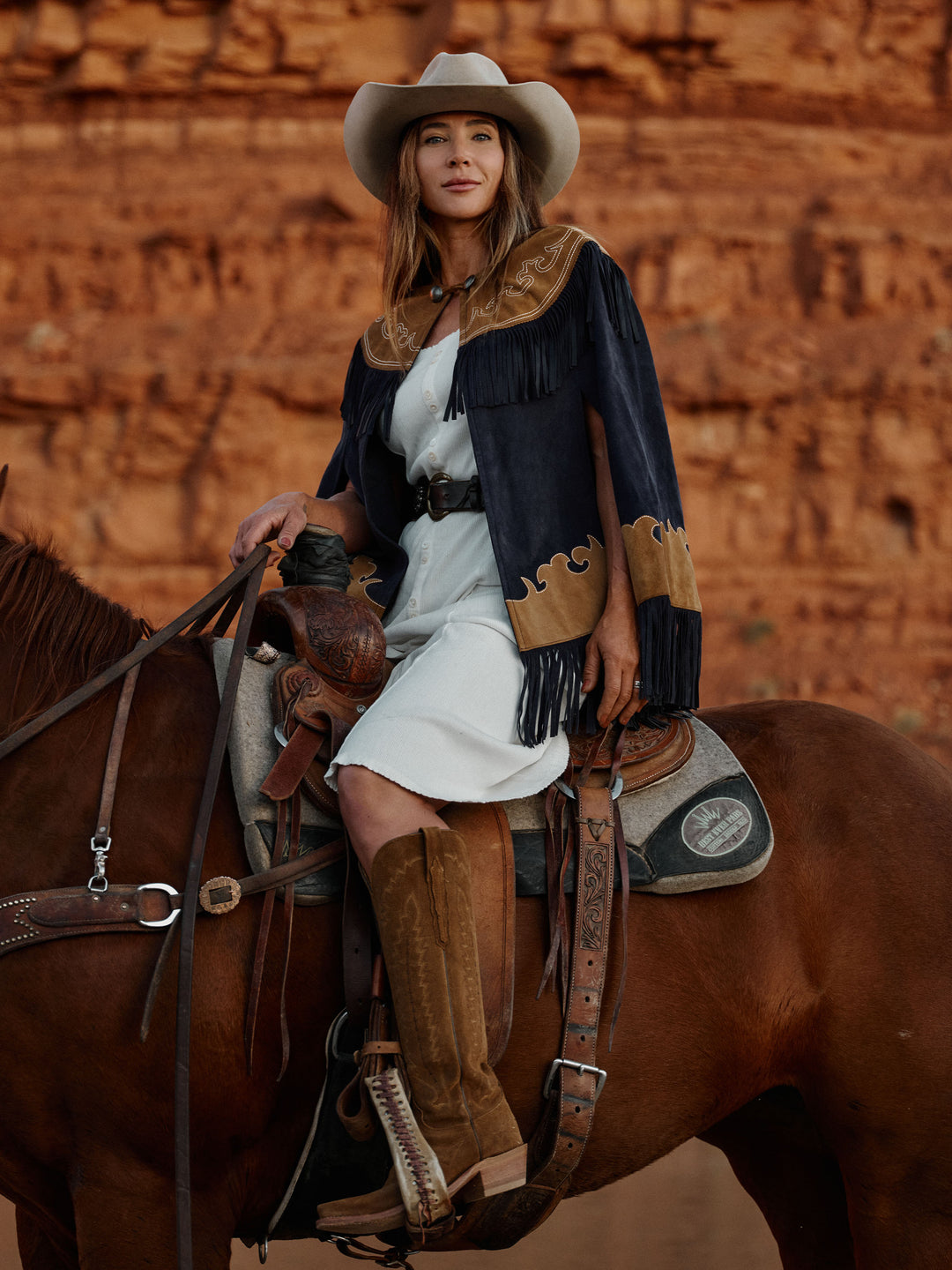 Women's Suede Fringe Cape