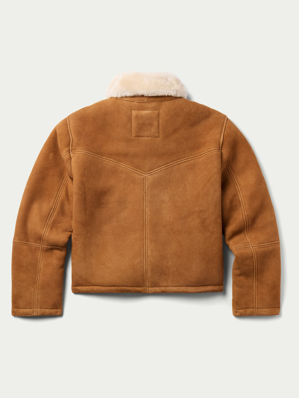 Brown shearling jacket, short cropped cut, with sherpa collar and button front