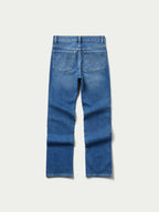 Medium indigo straight-leg jeans with two front pockets