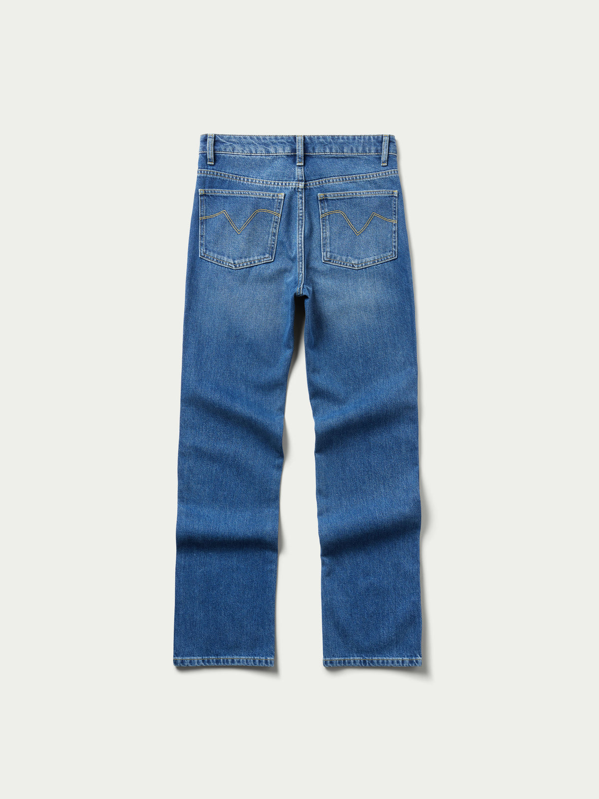 Medium indigo straight-leg jeans with two front pockets