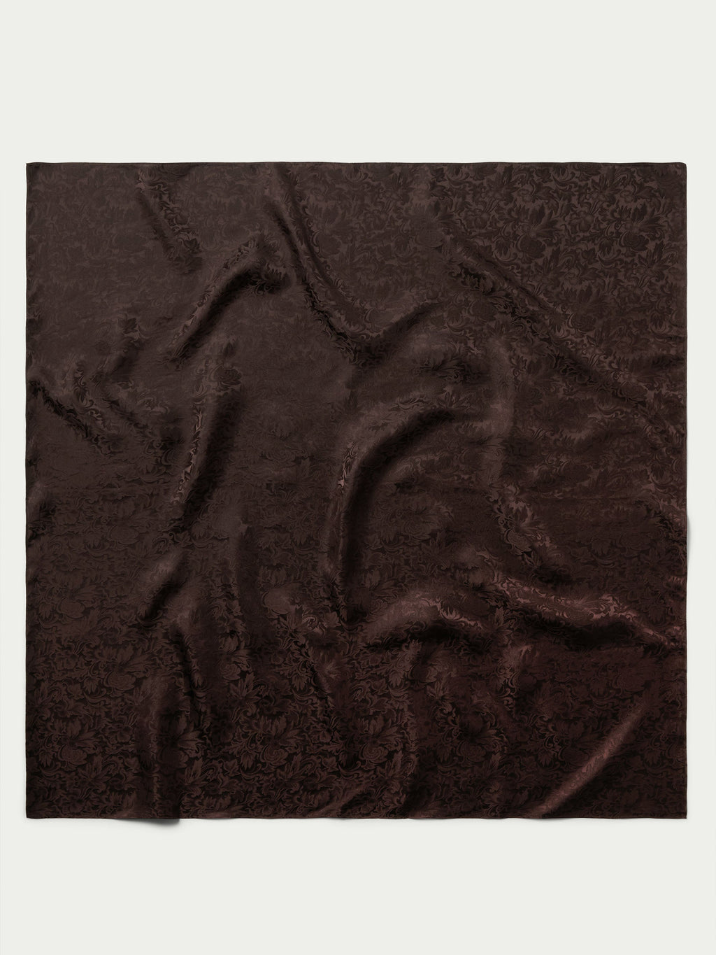 Chocolate jacquard wild rag fabric panel with ornate woven pattern