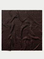 Chocolate jacquard wild rag fabric panel with ornate woven pattern