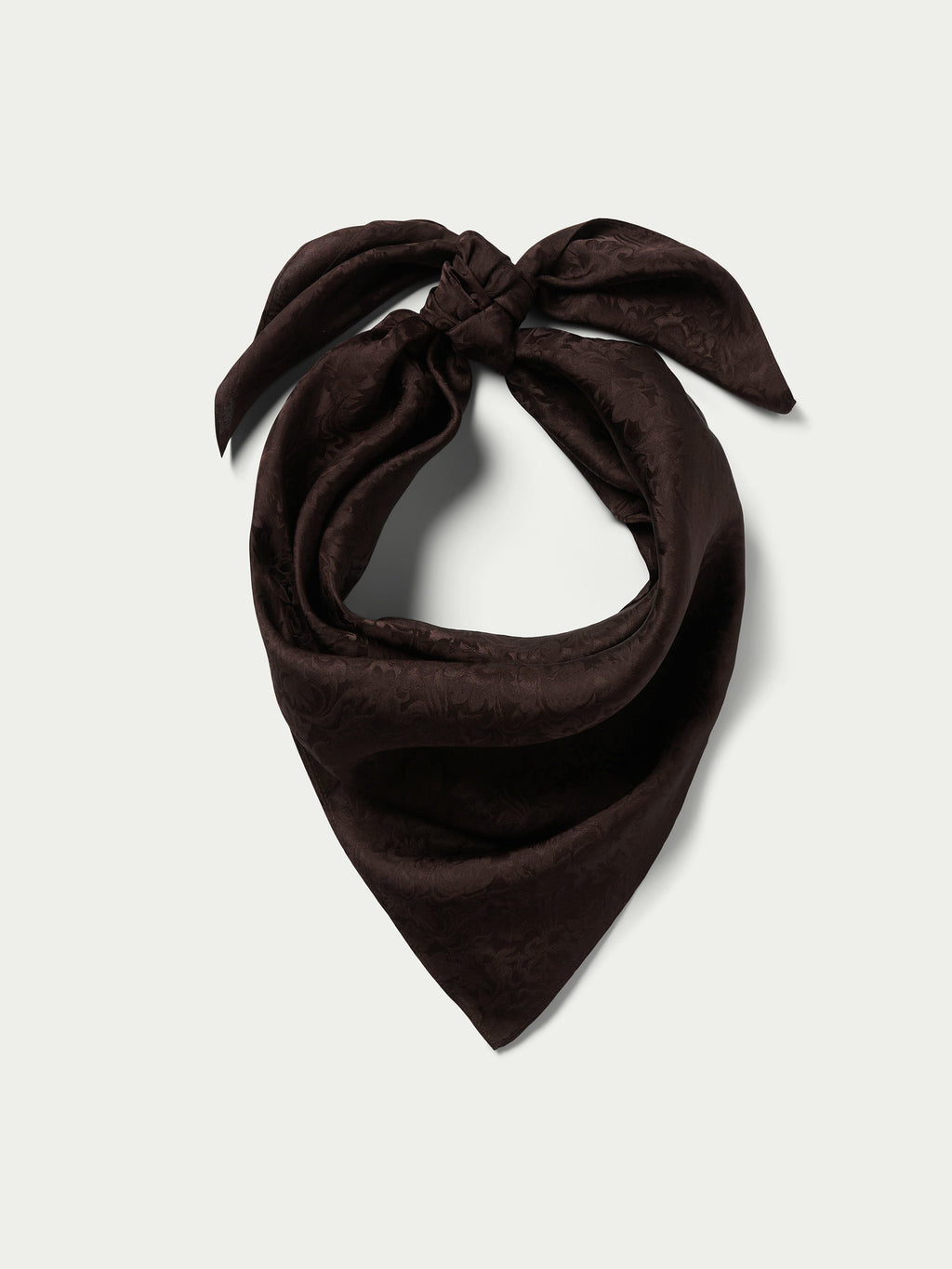 Chocolate jacquard wild rag scarf with tied bow knot