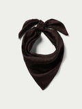 Chocolate jacquard wild rag scarf with tied bow knot