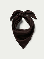 Chocolate jacquard wild rag scarf with tied bow knot