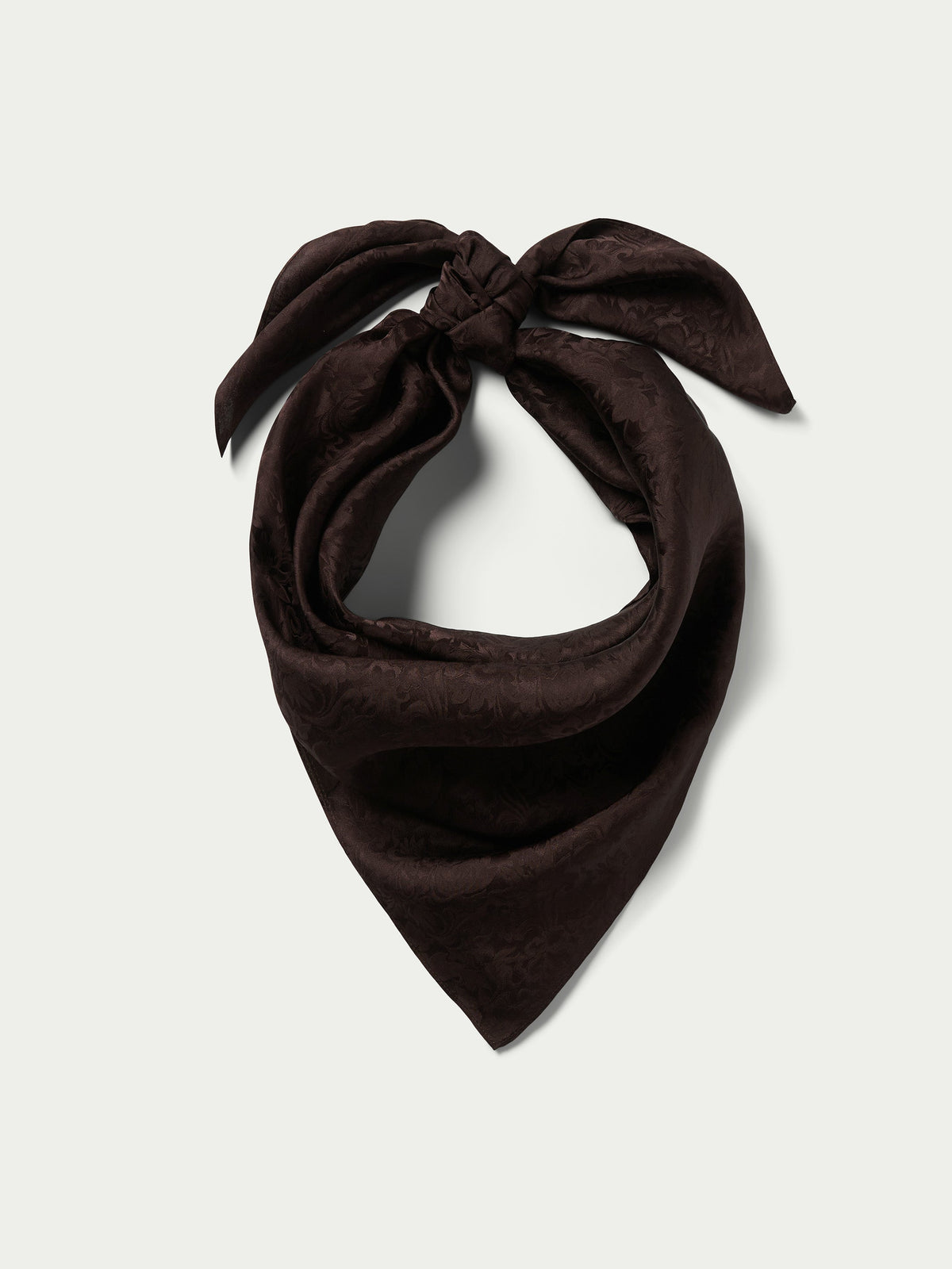 Chocolate jacquard wild rag scarf with tied bow knot