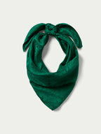 Emerald jacquard wild rag scarf, triangle shape with knotted center