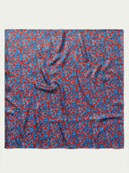 Blue-red paisley wild rag scarf, square flat print view