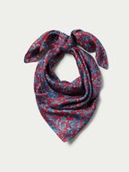 Blue-red paisley wild rag scarf, looped fold