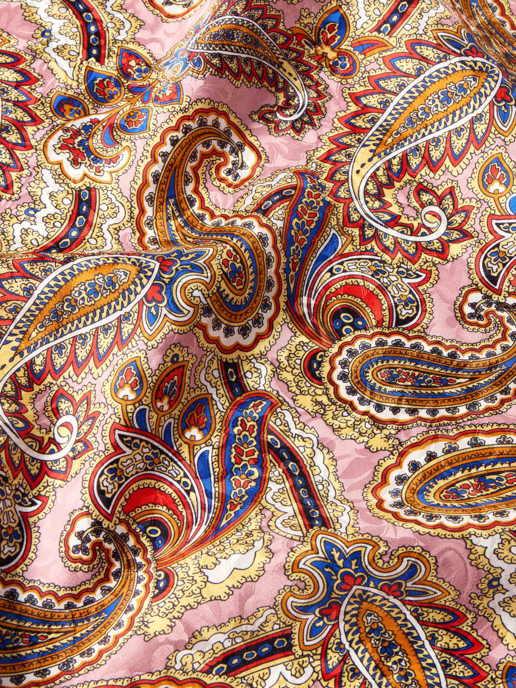 Rose paisley wild rag with ornate paisley pattern, full-coverage