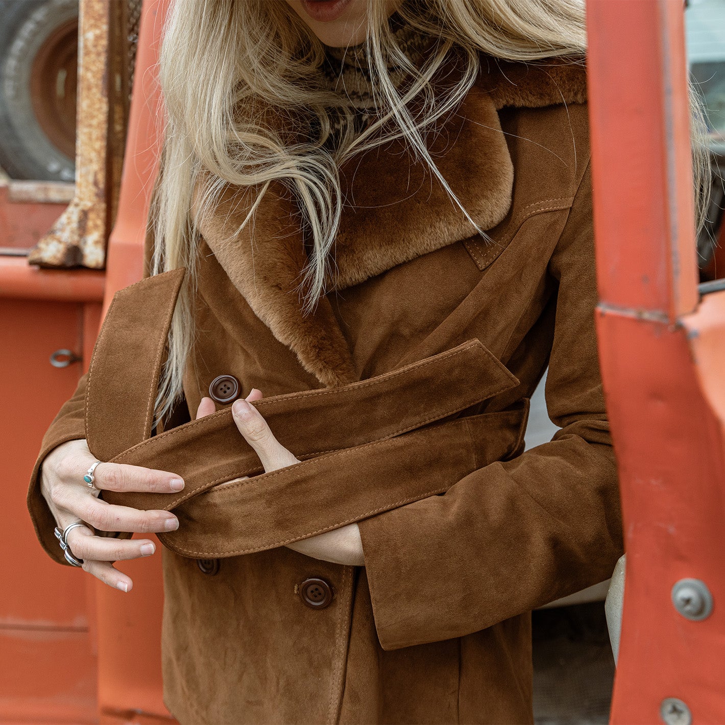 Women's long store suede coats