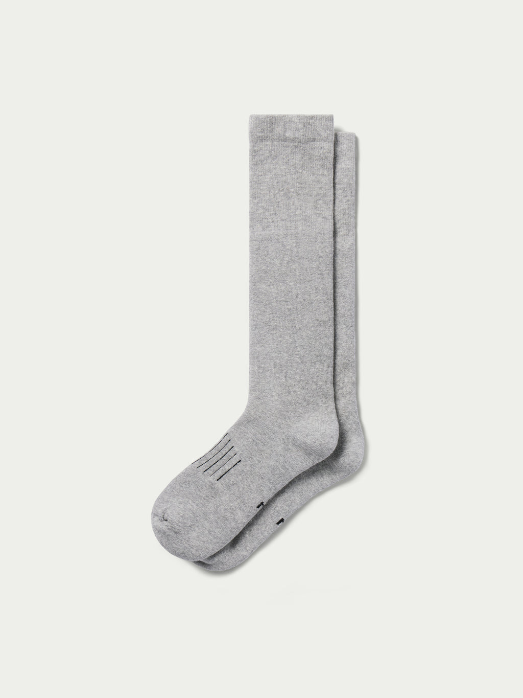 Charcoal gray boot socks, ribbed ankle, with striped toe detail