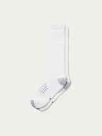 White boot socks with gray heel and toe, ribbed ankle
