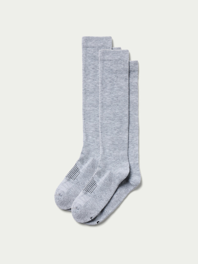 Gray boot socks (two-pack) with crew fit, cushioned toe and heel