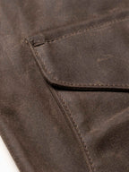 Mesquite vest seam and edge stitching on dark brown fabric