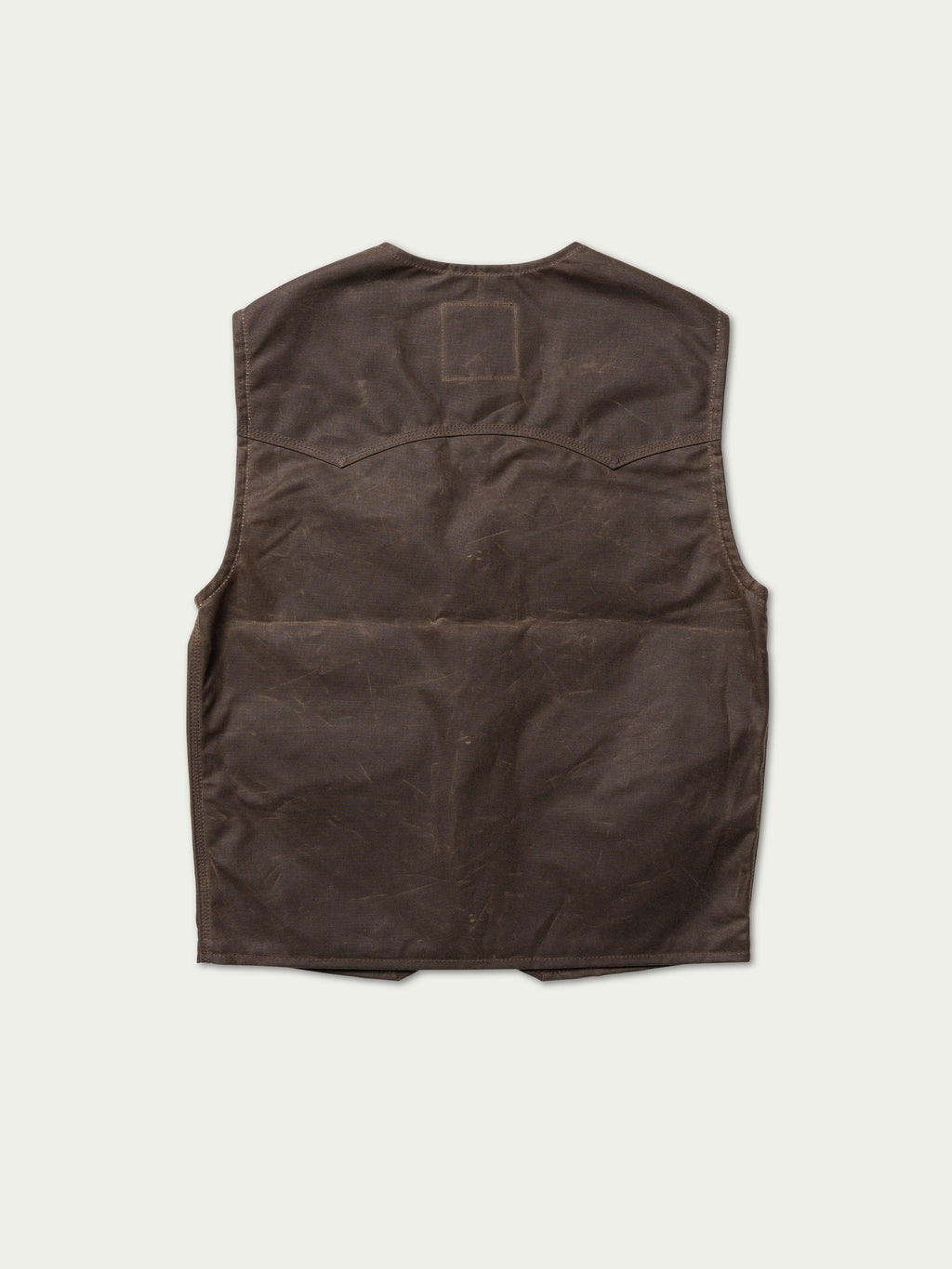 Dark brown Mesquite vest front view with V-neck and button closure